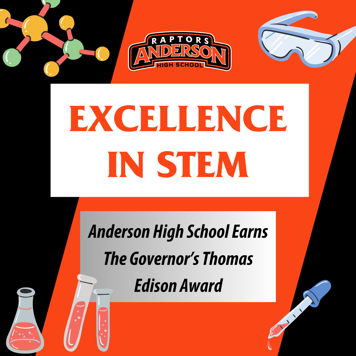 Graphic that says "Anderson High School, Excellence in STEM"